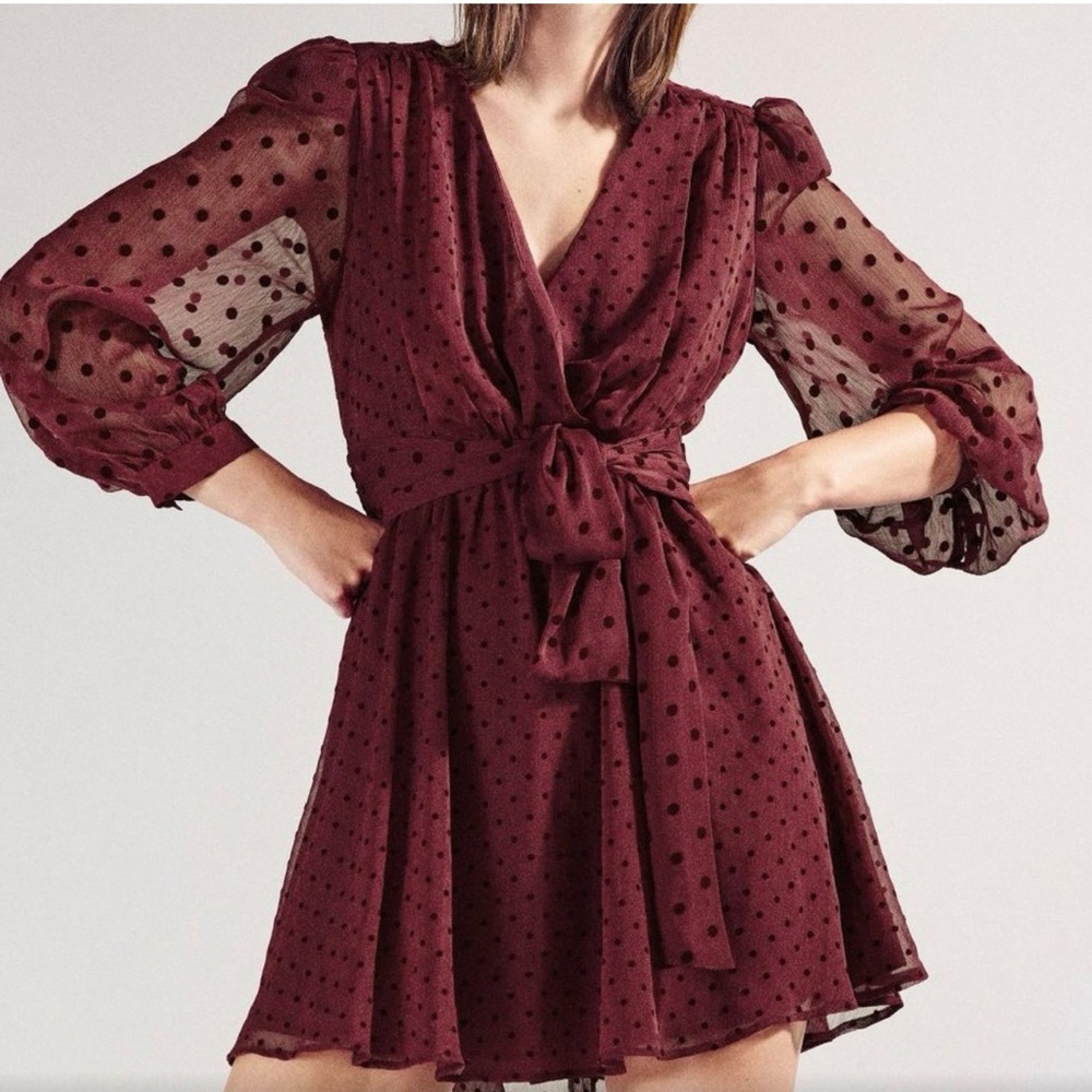 Elegant Polka Dot Dress in Red